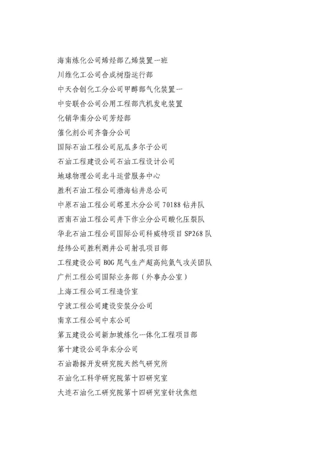 中石化最新获奖名单！