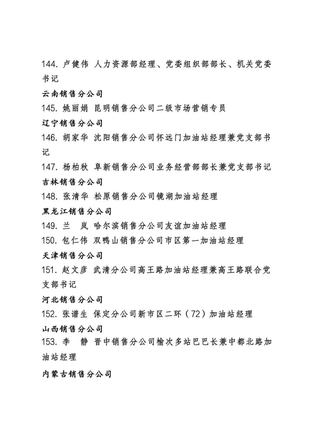 中石油公布最新表彰名单！
