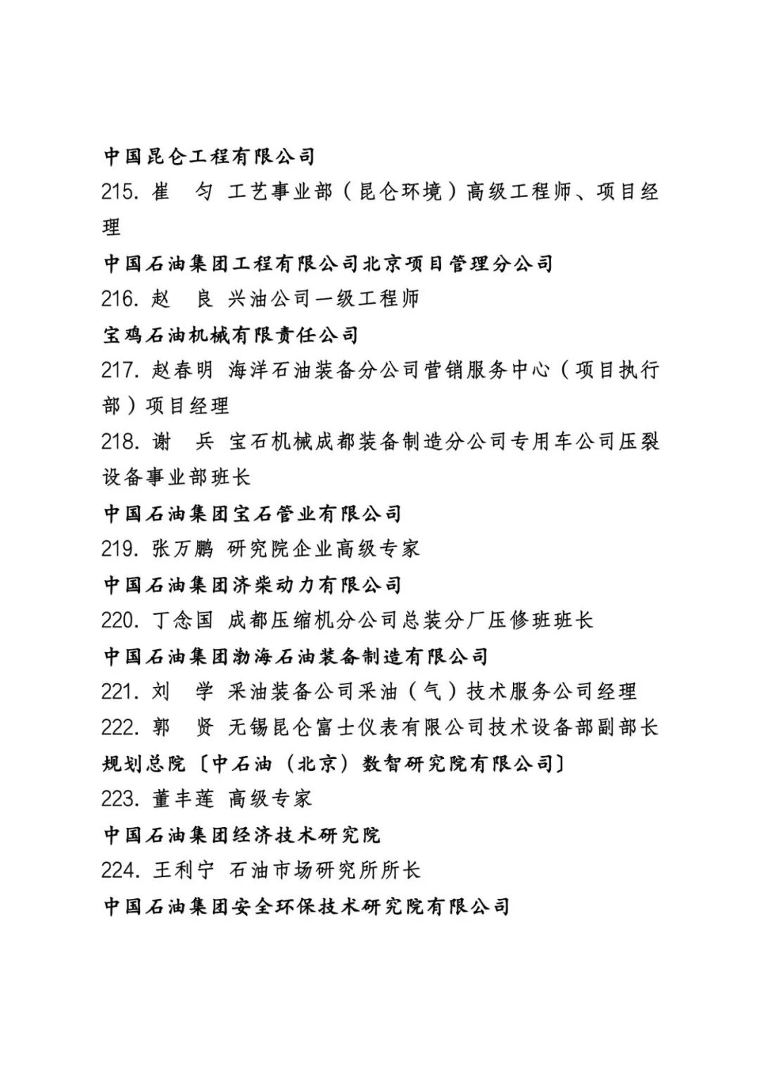 中石油公布最新表彰名单！