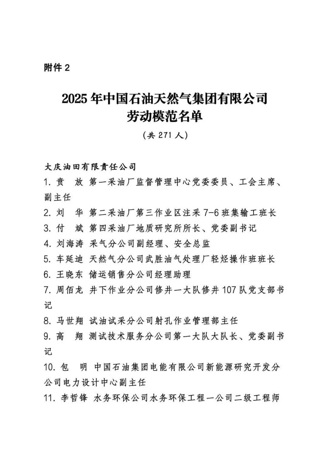 中石油公布最新表彰名单！